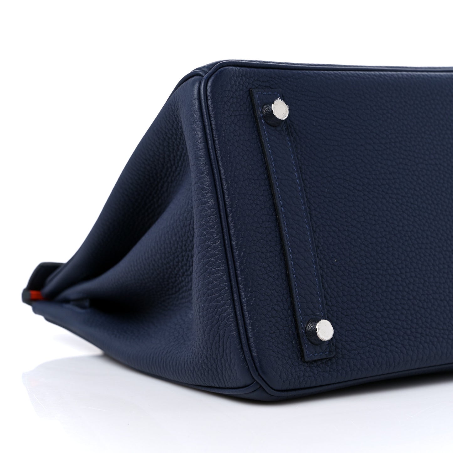 Togo Birkin Verso 30 Bleu Nuit Orange Poppy