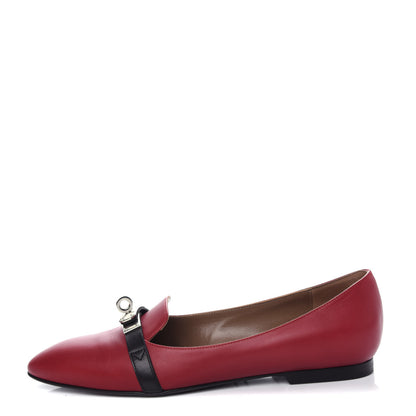 Hermes Calfskin Pegase Ballerina Flats 35 Carmin Black 1 of 11