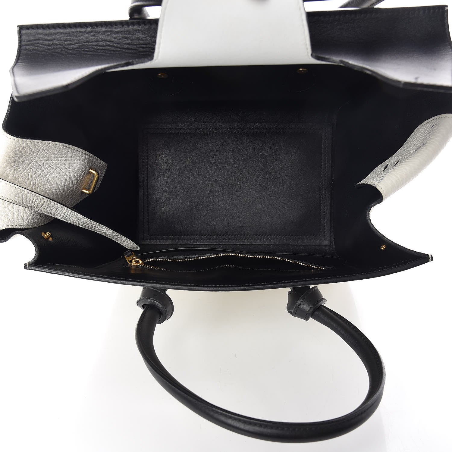 Celine Elephant Calfskin Mini Bi-Color Tie Knot Tote White Black 5 of 21