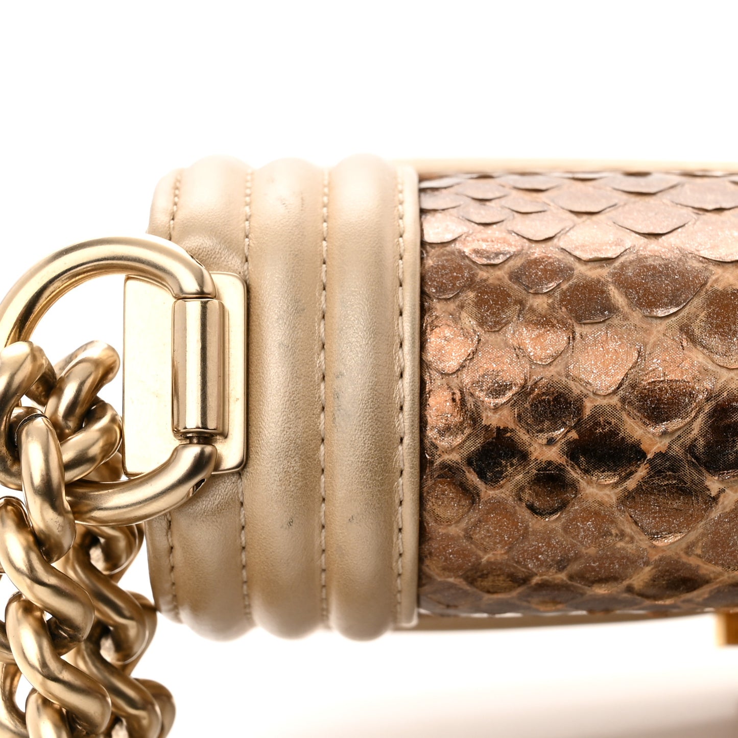 Snakeskin Calfskin Small Boy Flap Gold