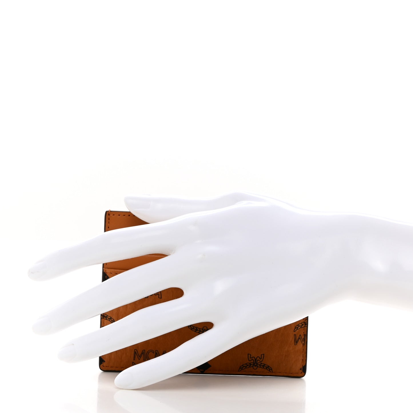 Calfskin Visetos Card Holder Money Clip Cognac