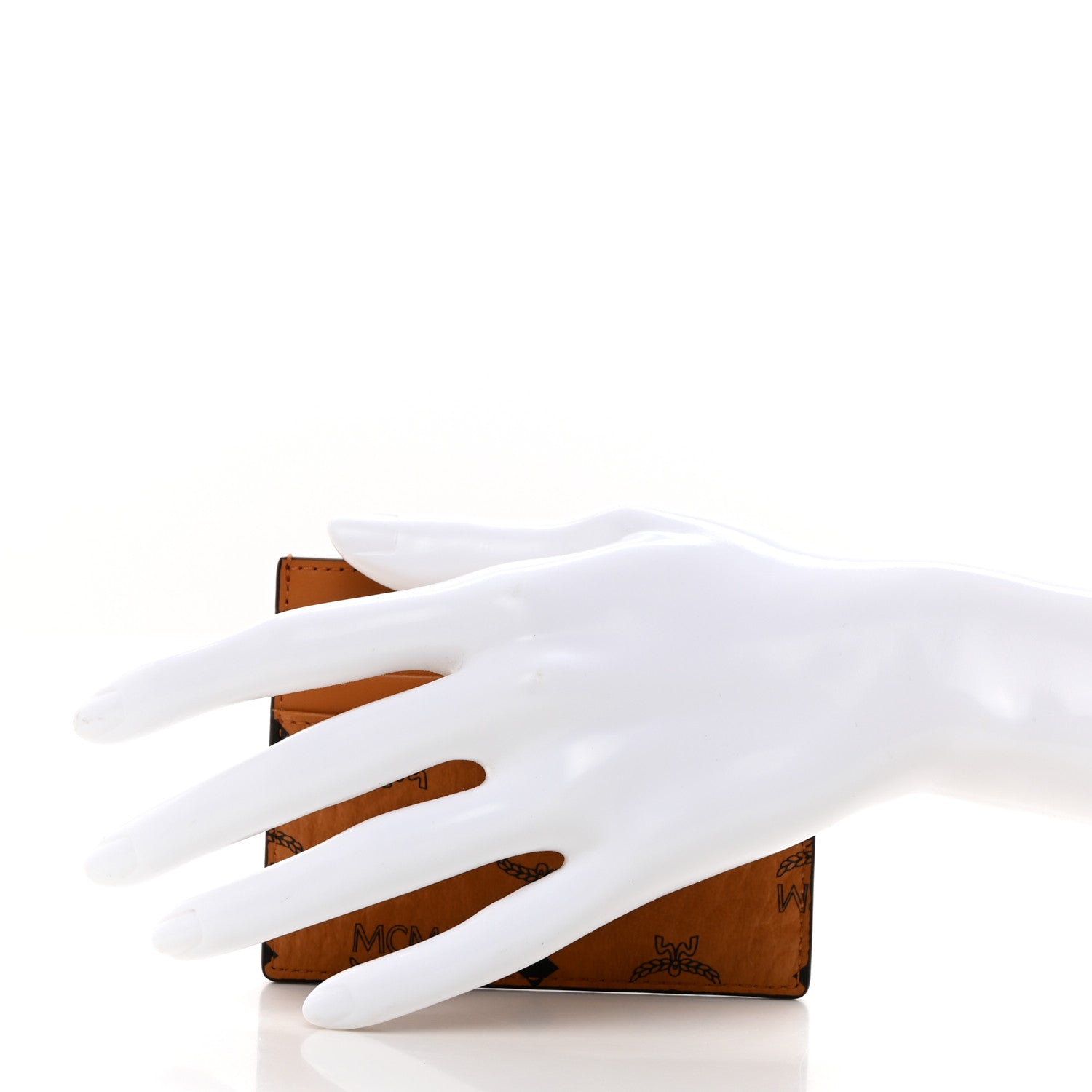 MCM Calfskin Visetos Card Holder Money Clip Cognac 2 of 7