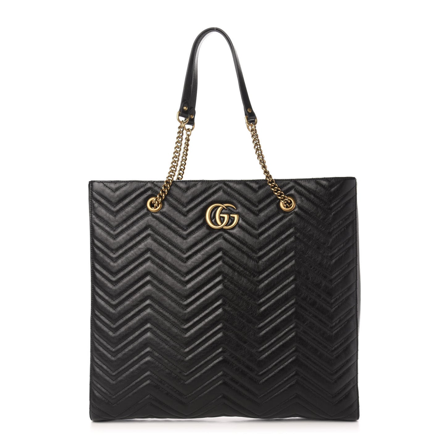 Azalea Calfskin Matelasse Large GG Marmont Slim Tote Black