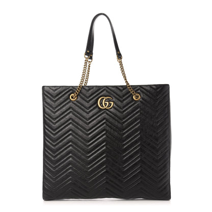 Gucci Azalea Calfskin Matelasse Large GG Marmont Slim Tote Black 1 of 11