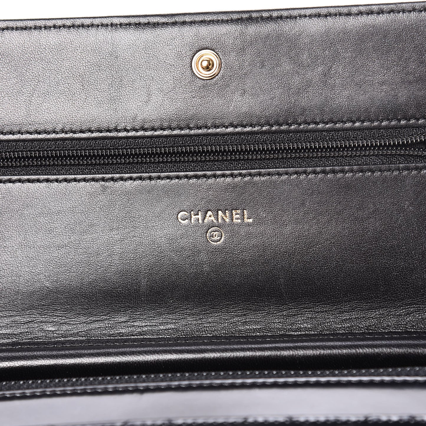 Glazed Calfskin Quilted Boy Wallet On Chain WOC Black