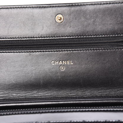 Chanel Glazed Calfskin Quilted Boy Wallet On Chain WOC Black 8 of 14
