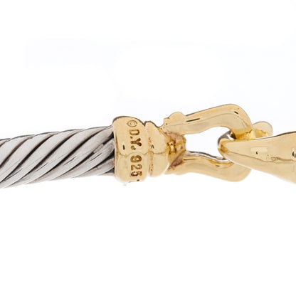 David Yurman Sterling Silver 18K Yellow Gold 4mm Cable Classic Buckle Bracelet 3 of 3