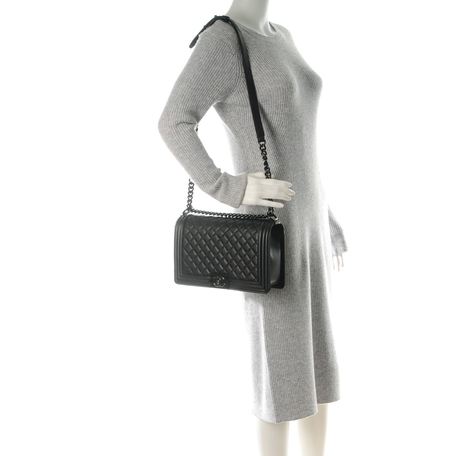 Chanel Caviar Quilted New Medium Boy Flap So Black 2 of 8