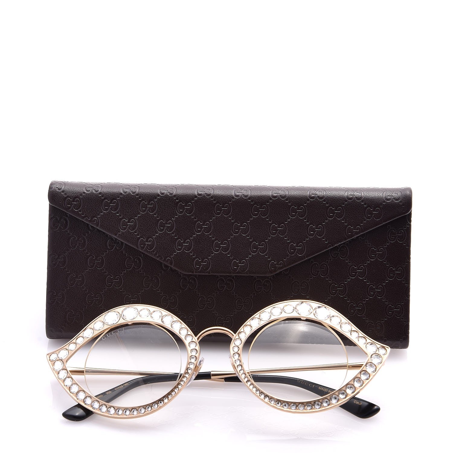 Gucci Metal Crystal Cat Eye Sunglasses GG0046S Gold 7 of 7