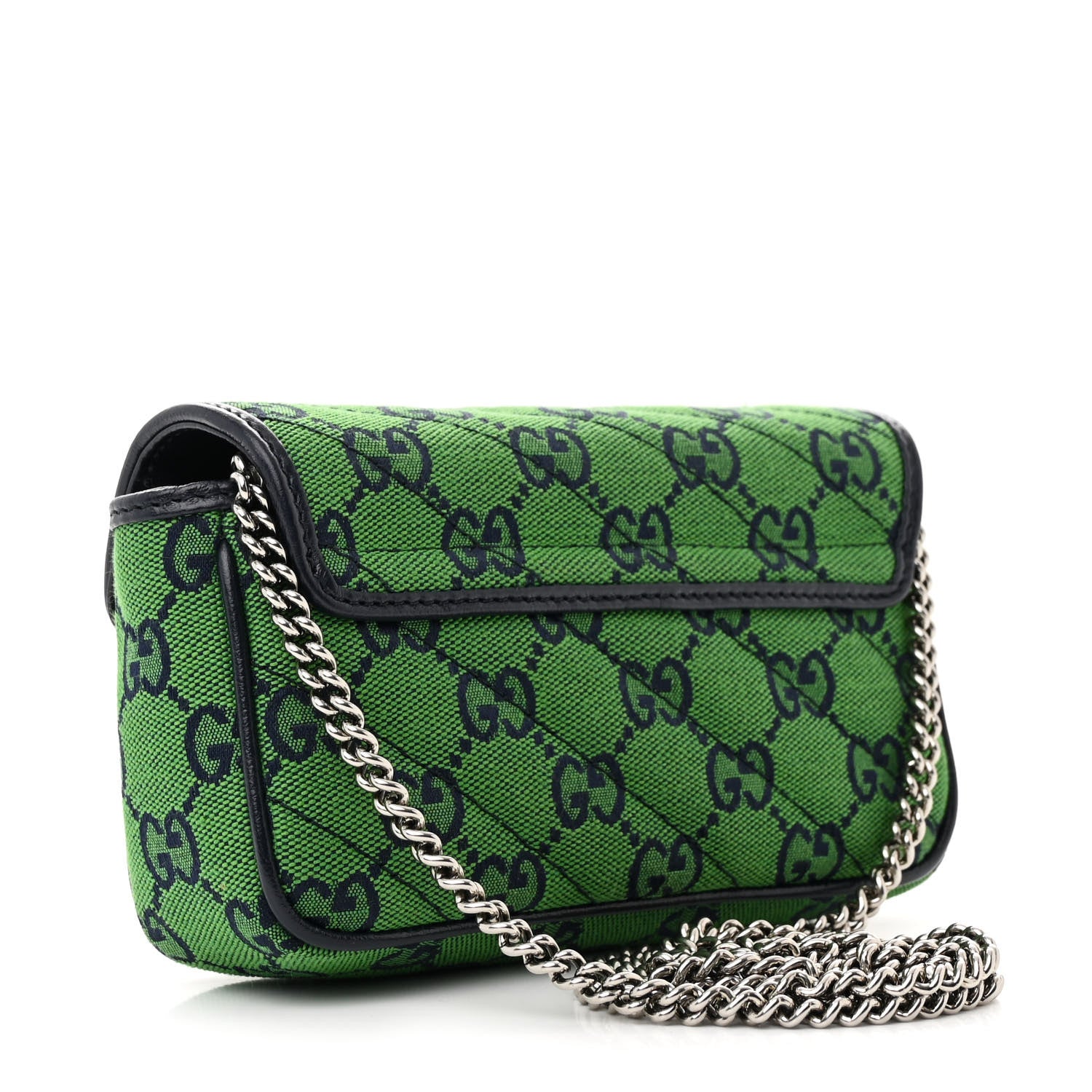 Gucci Monogram Multicolor Matelasse Diagonal Super Mini GG Marmont Shoulder Bag Green Blue 3 of 11