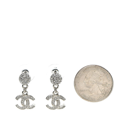 Chanel Crystal CC Drop Earrings Silver 2 of 5
