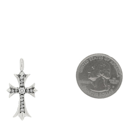 Chrome Hearts Sterling Silver Diamond CH Tiny Cross Pave Pendant 2 of 5