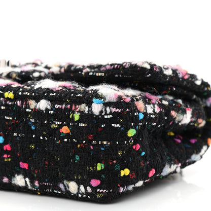 Chanel Tweed Quilted Medium Double Flap Black White Yellow Pink 9 of 10