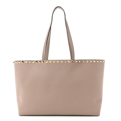 Valentino Garavani Grained Calfskin Small Rockstud Shoulder Tote Poudre 1 of 8
