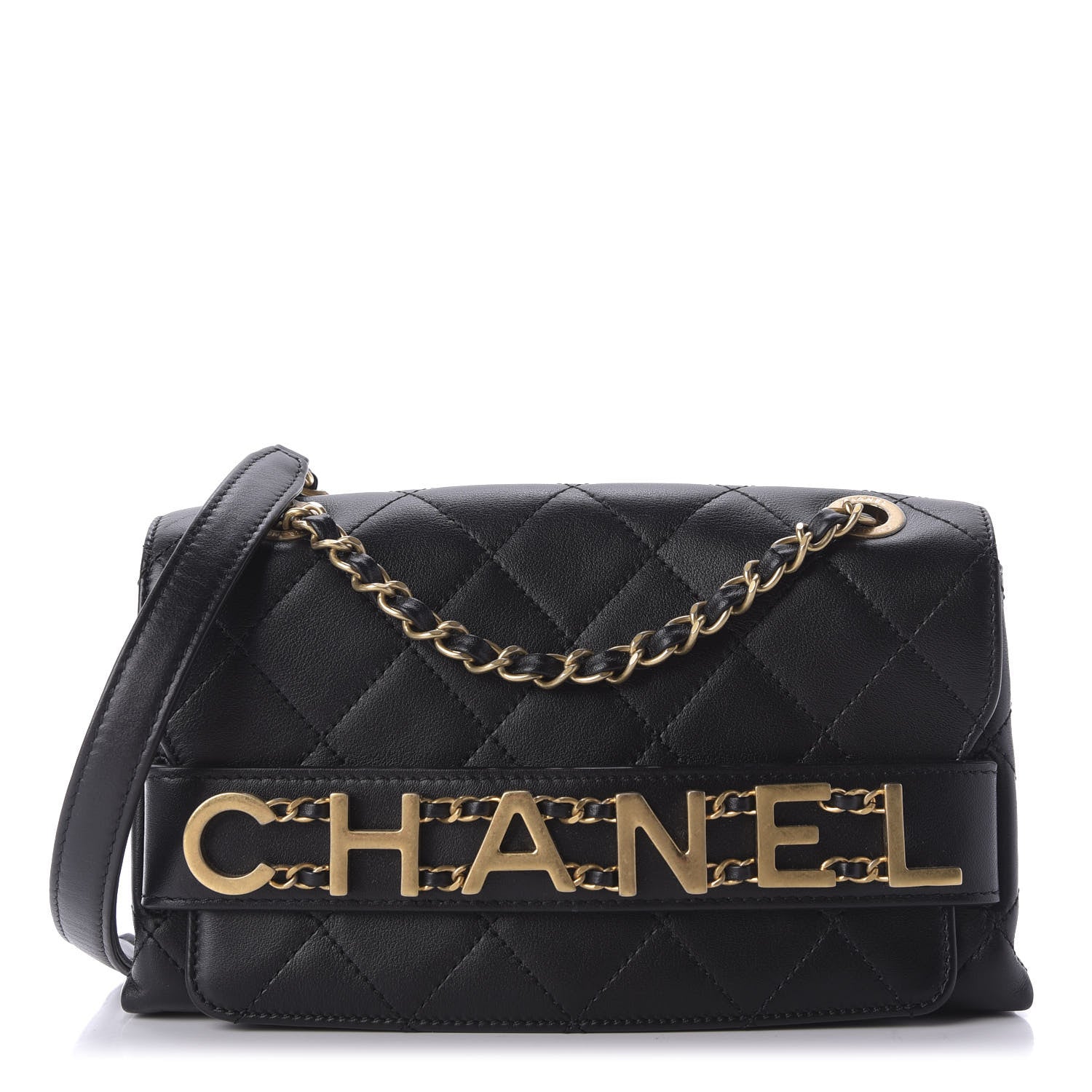 Chanel Calfskin Quilted Enchained Flap Black 1 of 9