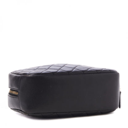 Chanel Lambskin Quilted Medium Curvy Pouch Cosmetic Case Black 3 of 9