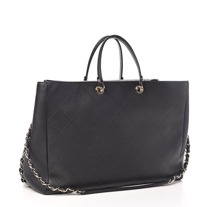 Chanel Bullskin Stitched Large Shopping Bag Black 3 of 10