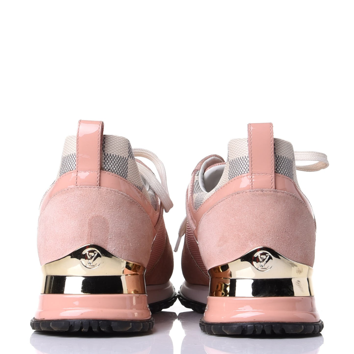 Suede Damier Azur Run Away Sneakers 37 Pink