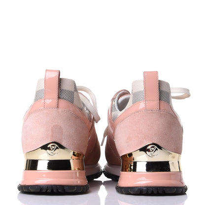 Louis Vuitton Suede Damier Azur Run Away Sneakers 37 Pink 7 of 10