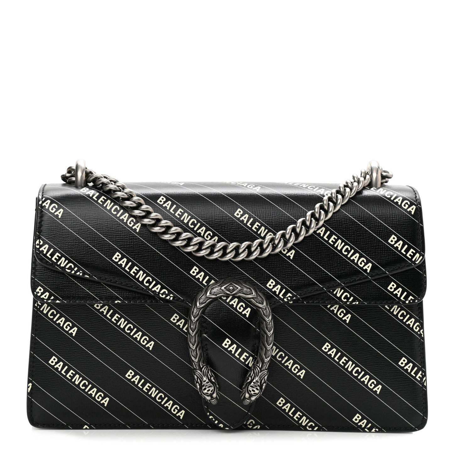 X BALENCIAGA Calfskin Logo Print Small Dionysus Shoulder Bag Black