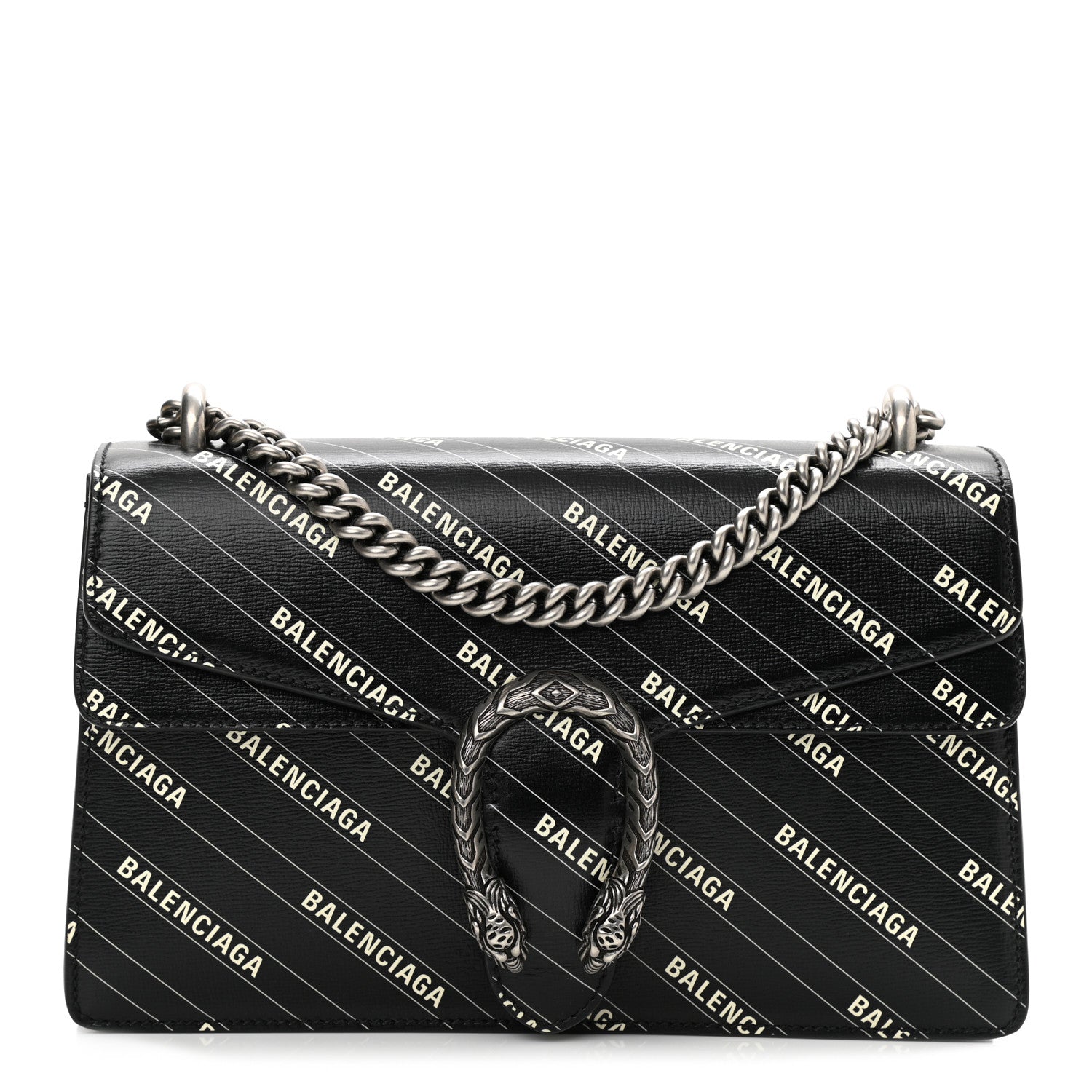 Gucci X BALENCIAGA Calfskin Logo Print Small Dionysus Shoulder Bag Black 1 of 11