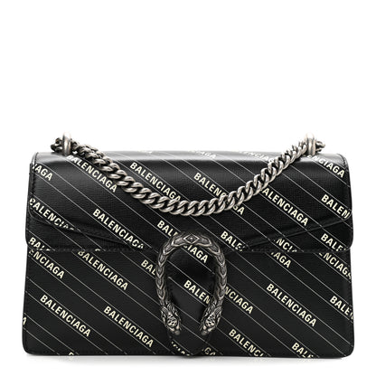Gucci X BALENCIAGA Calfskin Logo Print Small Dionysus Shoulder Bag Black 1 of 11