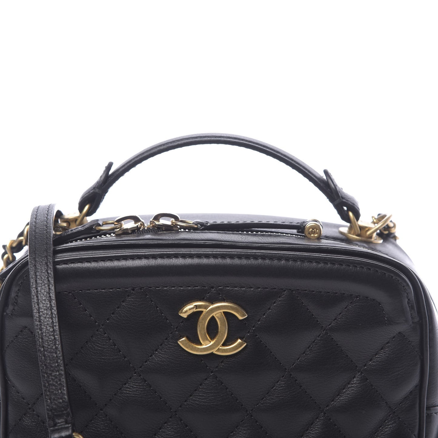 Calfskin Quilted CC Vanity Case Black