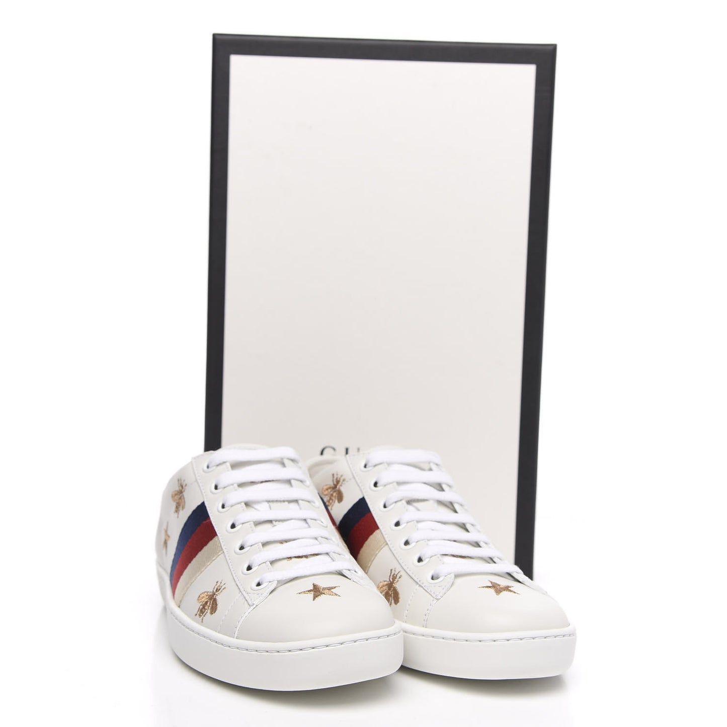 Calfskin Bee Star Embroidered Sylvie Web Ace Sneakers 35.5 White