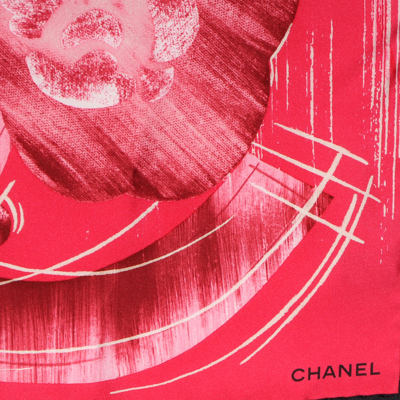 Chanel Silk Camellia Pearl Scarf Pink 3 of 5