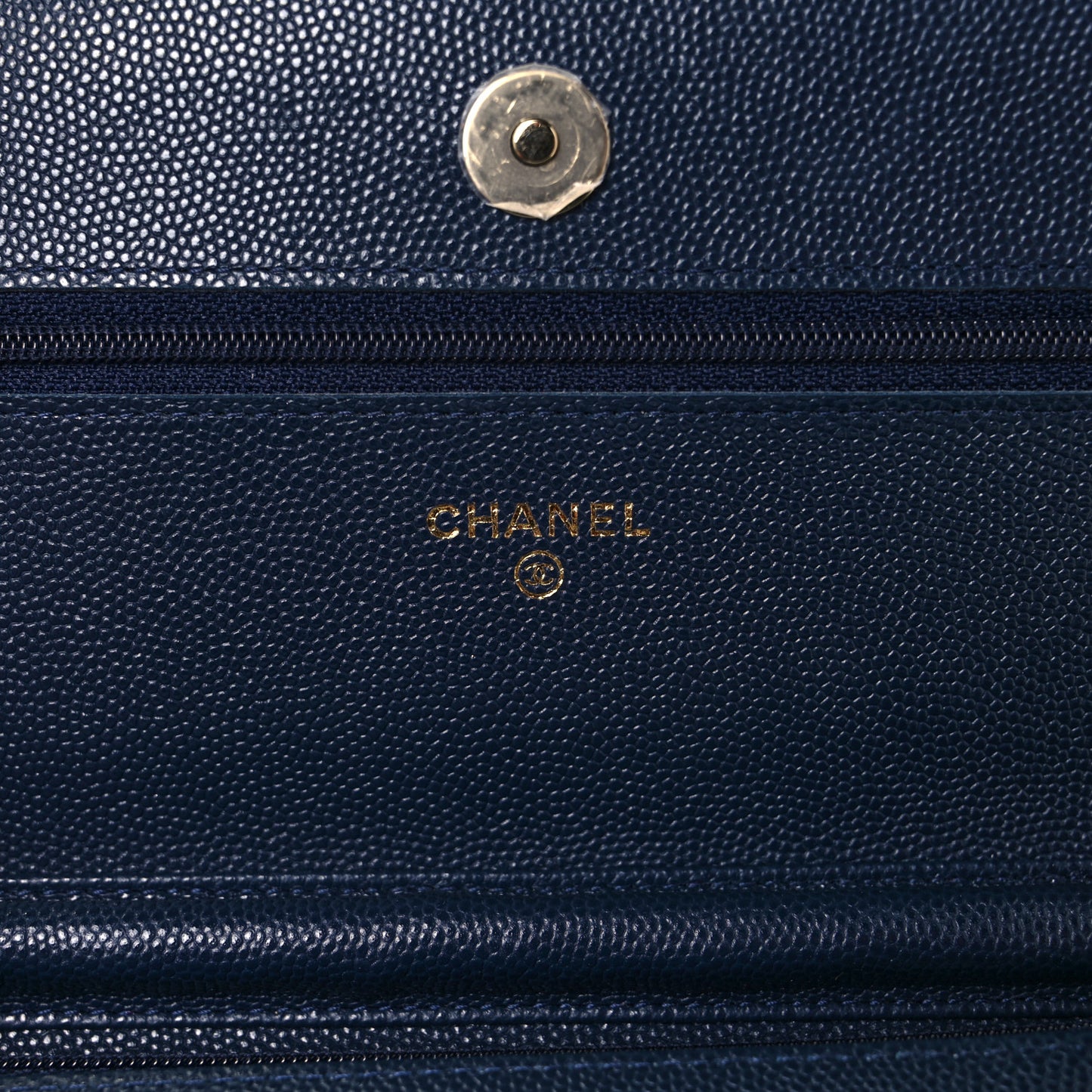 Caviar Quilted Wallet On Chain WOC Navy Blue