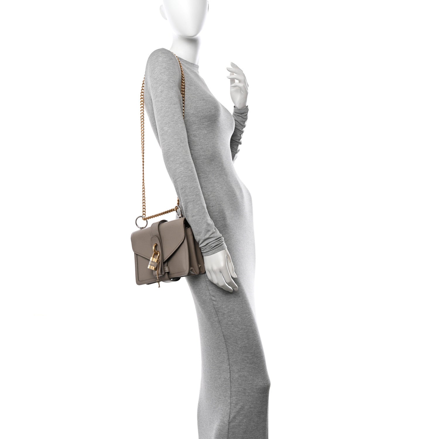 Chloe Shiny Goatskin Calfskin Mini Aby Chain Shoulder Bag Motty Grey 2 of 14