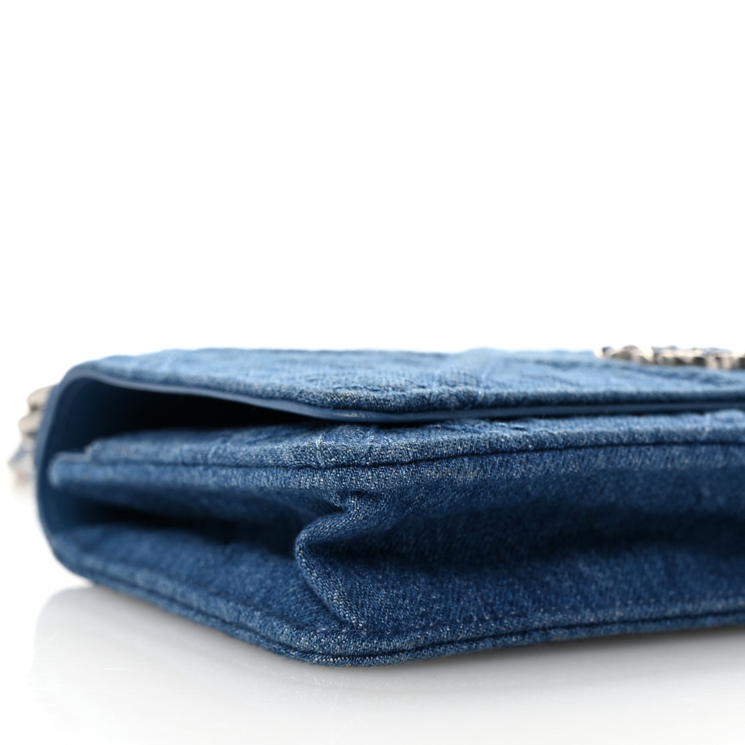 Chanel Denim Quilted Chanel 19 Wallet On Chain WOC Blue 10 of 11