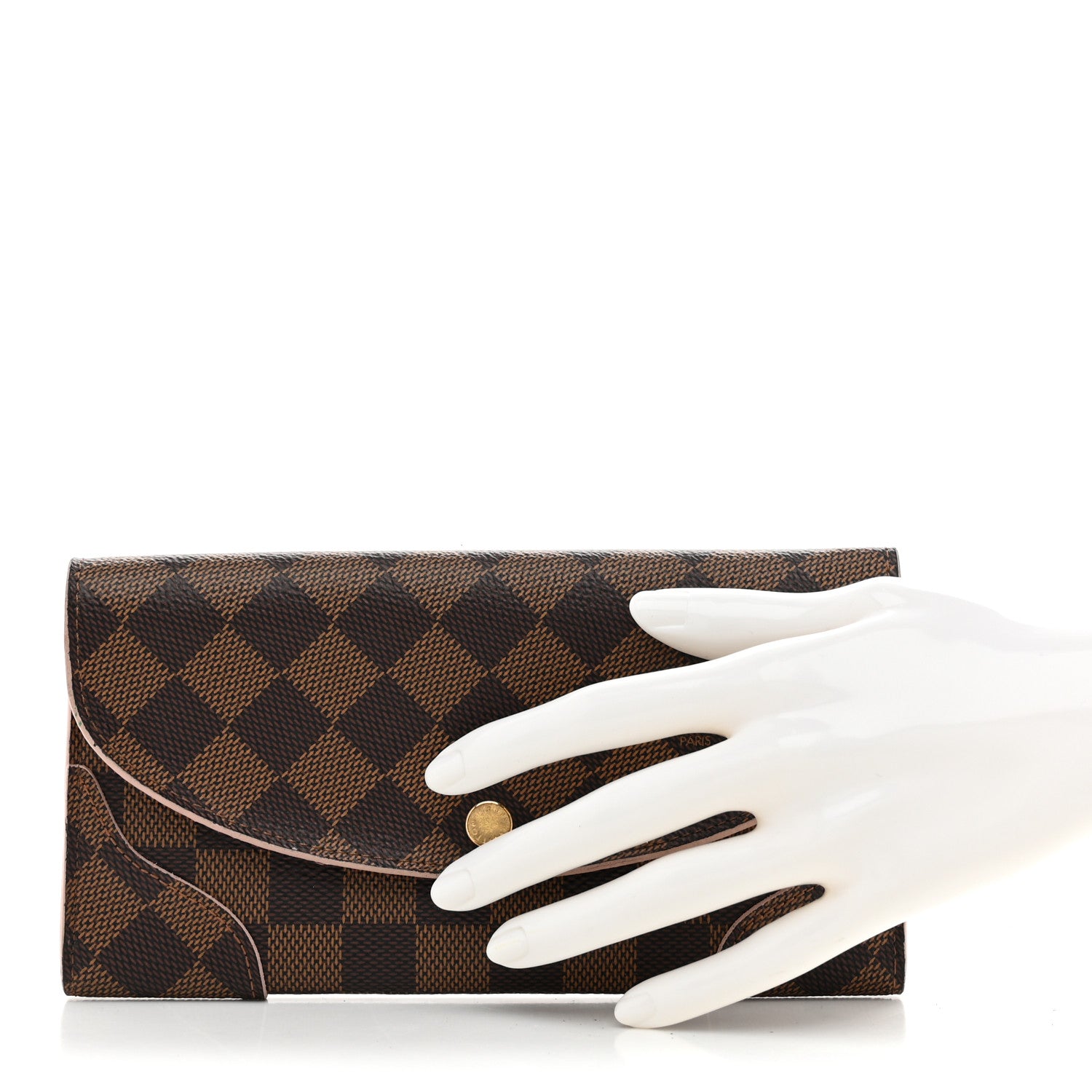 Louis Vuitton Damier Ebene Caissa Wallet Rose Ballerine 2 of 8