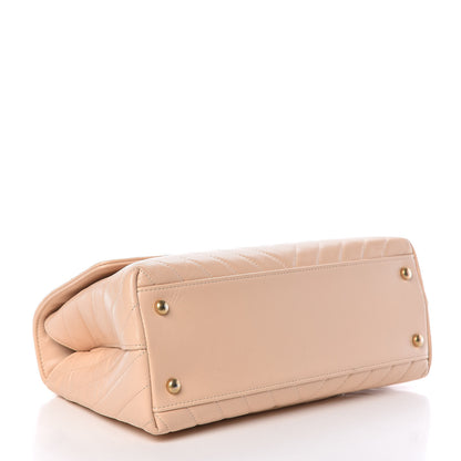 Chanel Calfskin Chevron Quilted Small Coco Handle Flap Light Beige 4 of 10
