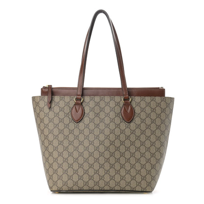 Gucci GG Supreme Monogram Medium Zippered Bucket Tote Beige Tuscany 1 of 18