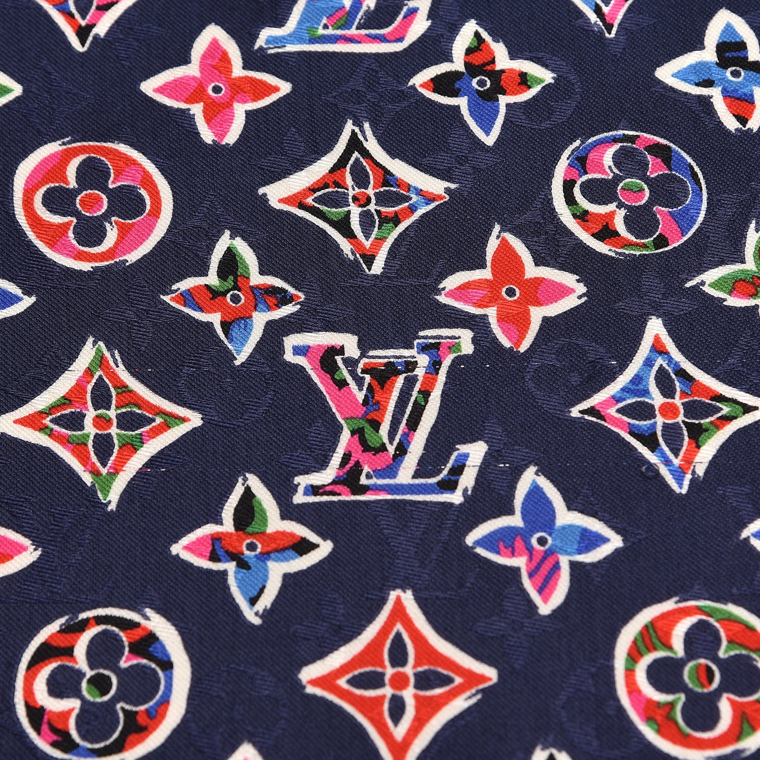 Louis Vuitton Wool Silk ABC Monogram Shawl Navy 4 of 8