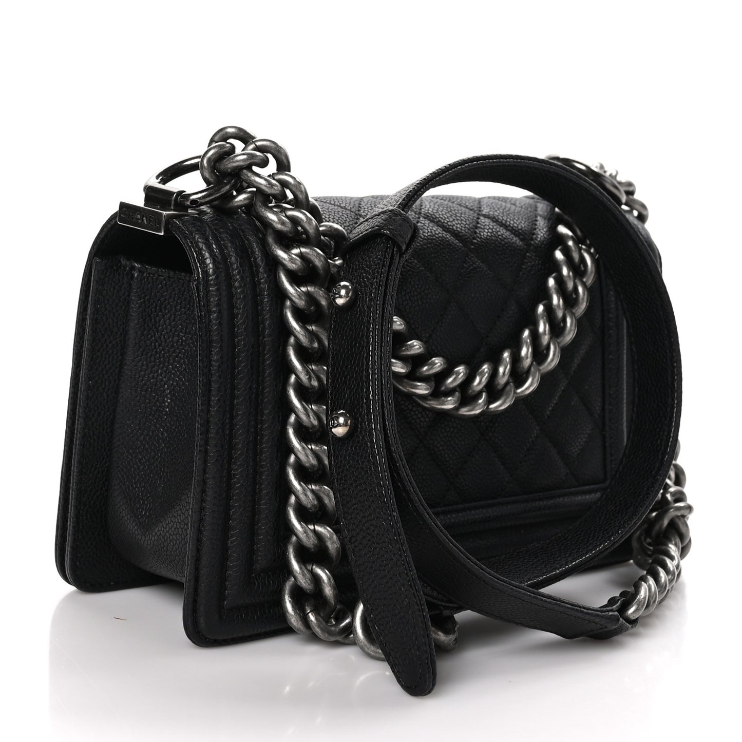 Caviar Quilted Small Boy Flap Black
