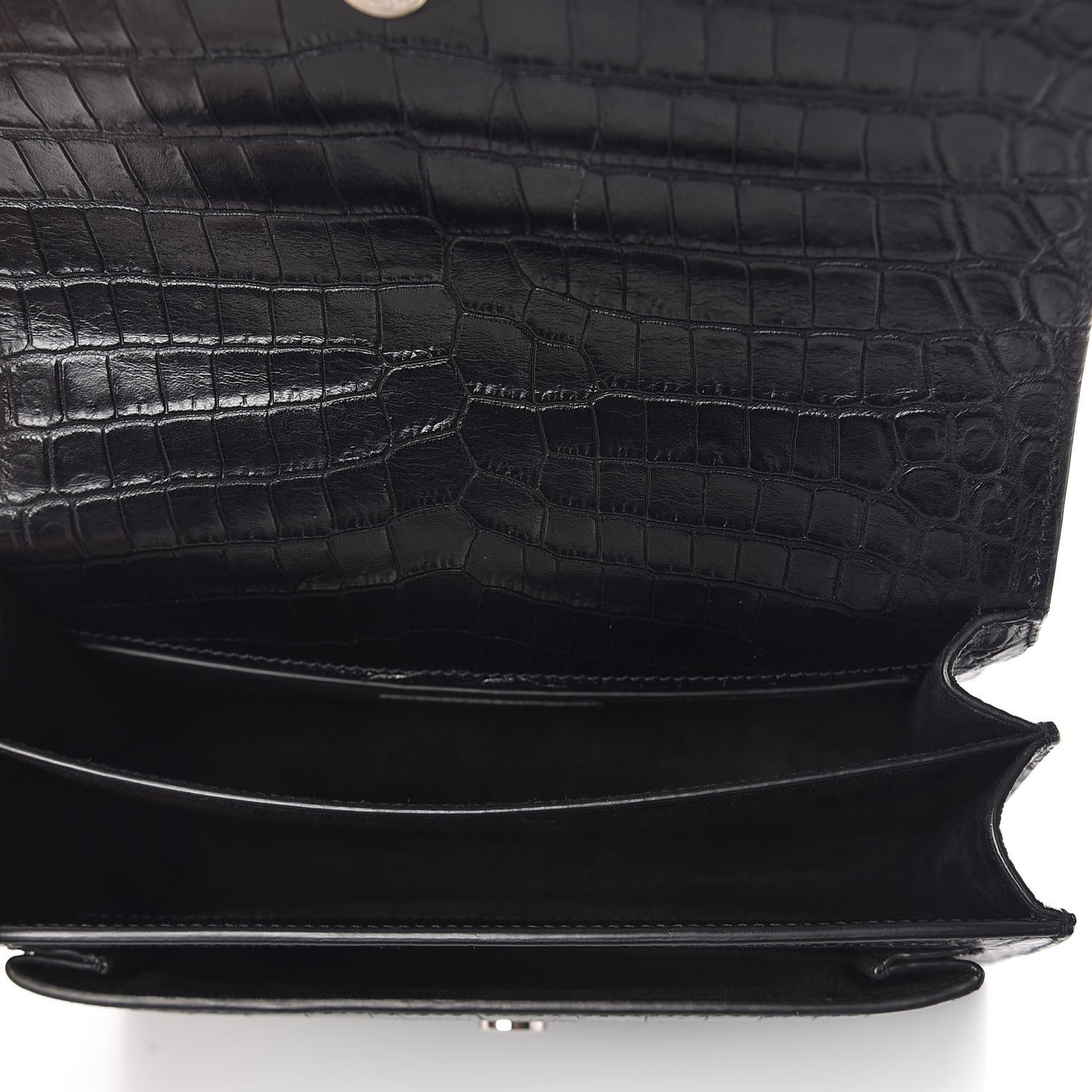 Calfskin Crocodile Embossed Medium Monogram Sunset Black