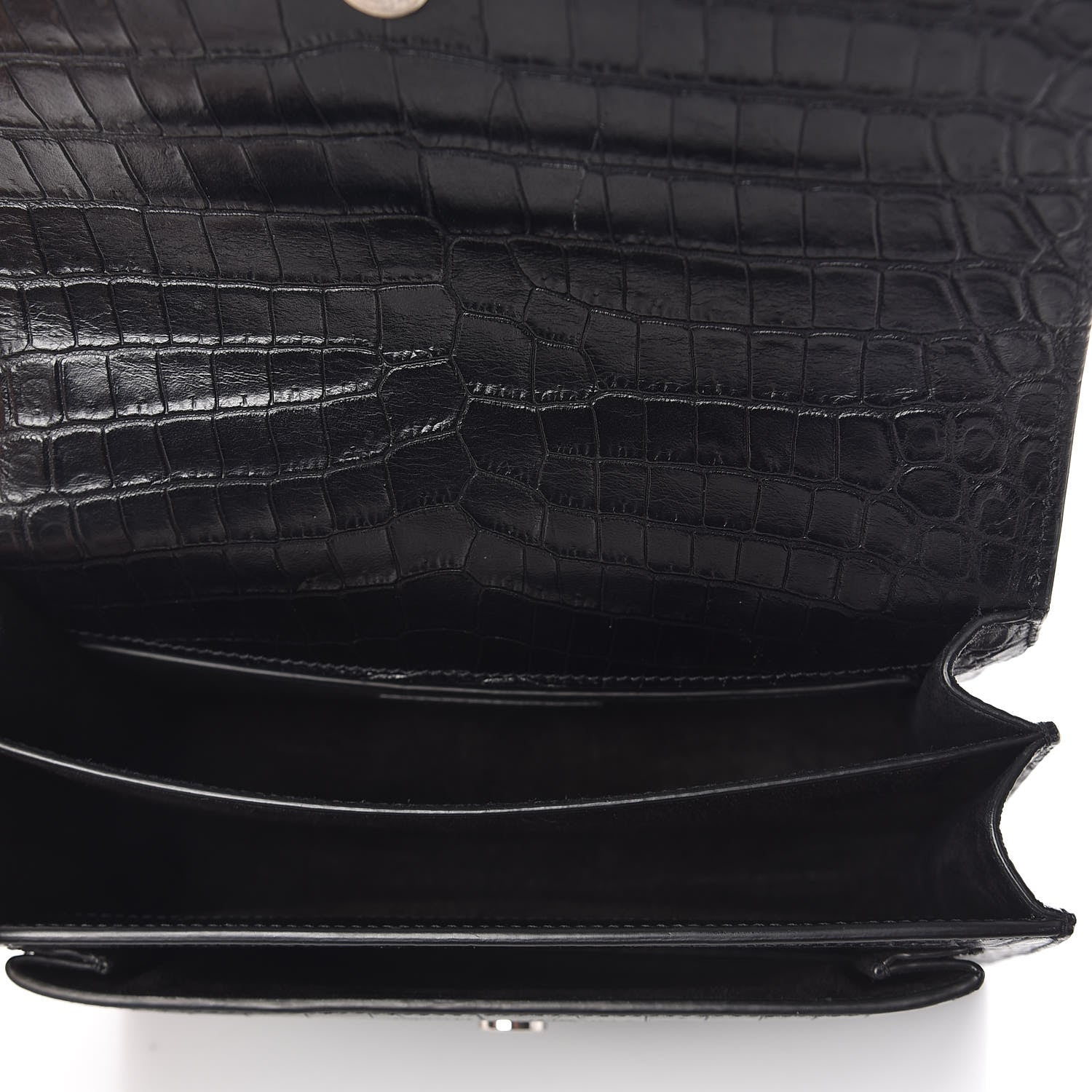Saint Laurent Calfskin Crocodile Embossed Medium Monogram Sunset Black 5 of 8