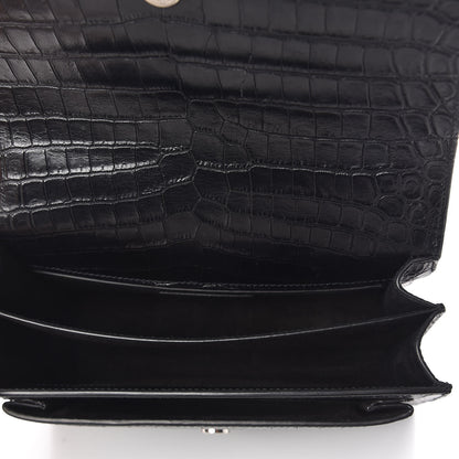 Saint Laurent Calfskin Crocodile Embossed Medium Monogram Sunset Black 5 of 8