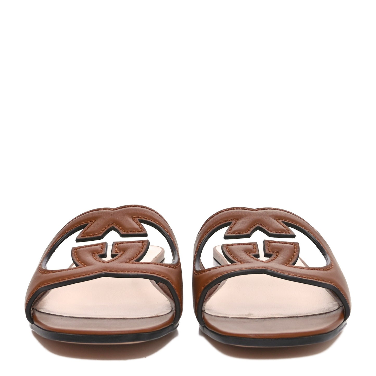 Cosmos Softy Calfskin Interlocking G Cut Out Slide Sandals 37 Cuir