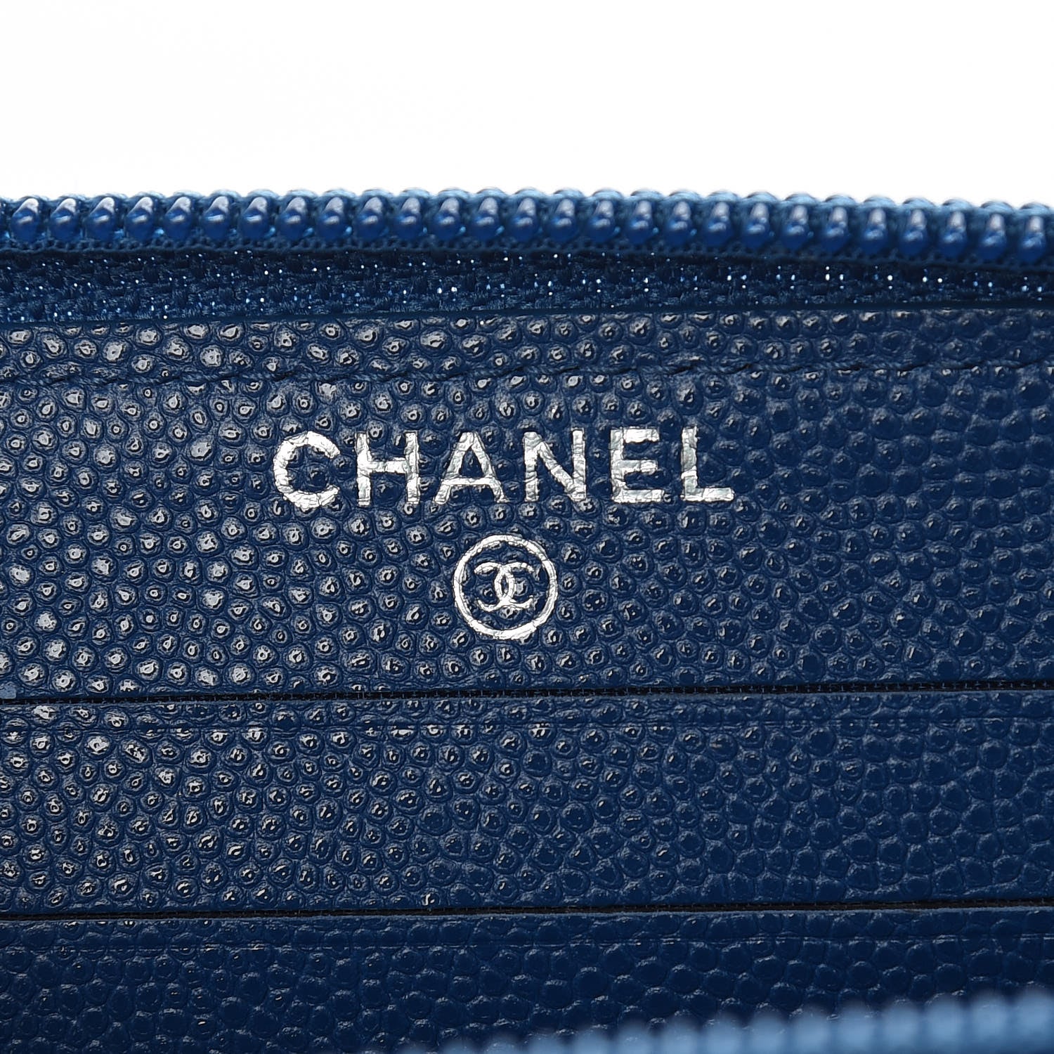 Chanel Caviar Quilted Boy Small Zip Around Wallet Blue 6 of 10