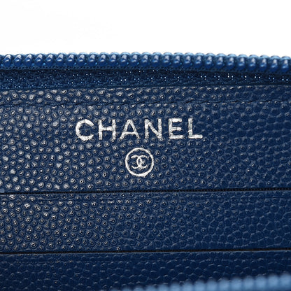 Chanel Caviar Quilted Boy Small Zip Around Wallet Blue 6 of 10