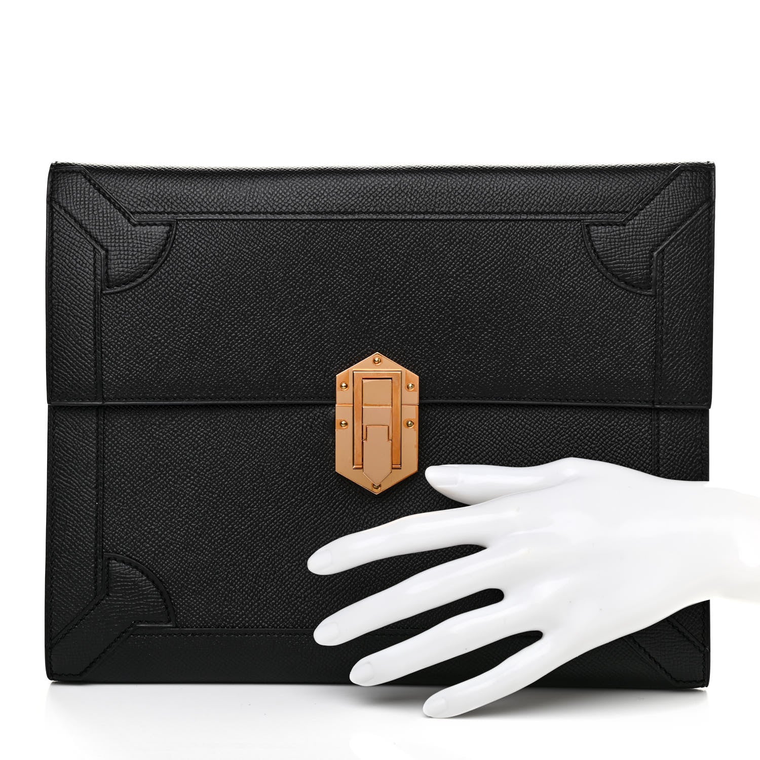 Hermes Epsom Fleche D'Or Clutch Black 2 of 9