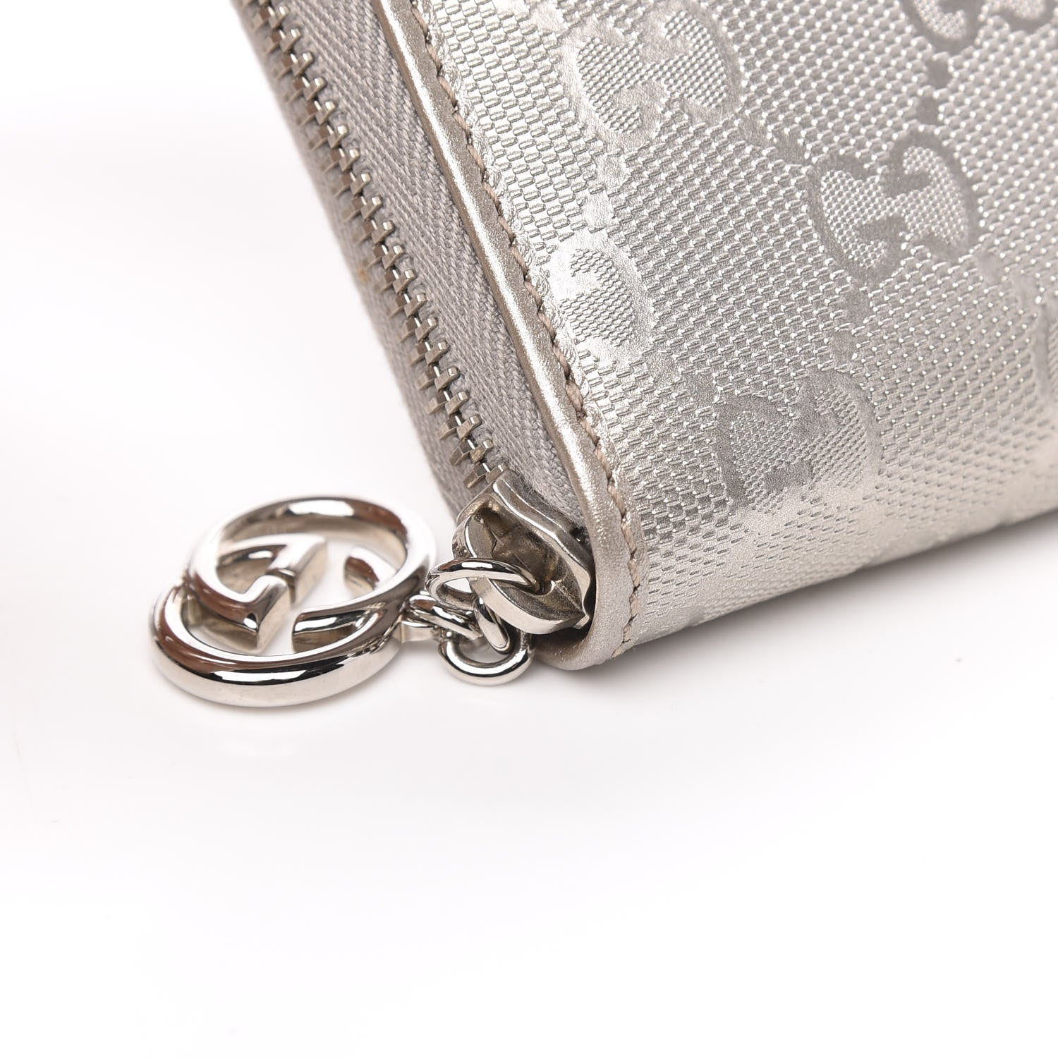 Gucci Imprime Monogram GG Pierce Zip Around Wallet Silver 7 of 10