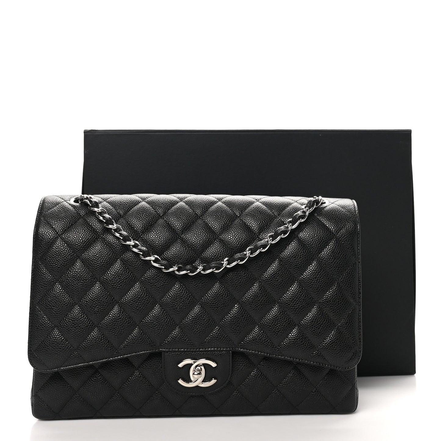 Caviar Quilted Maxi Double Flap Black