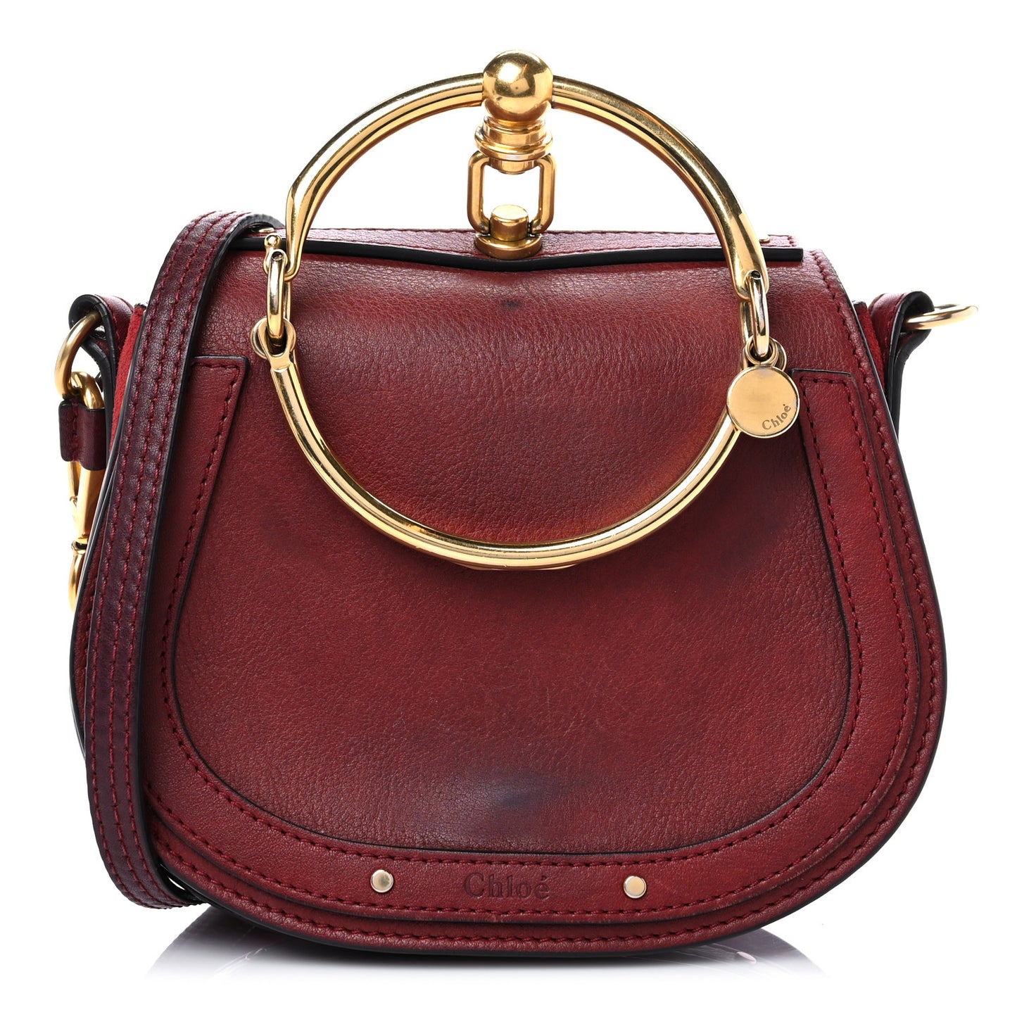 Calfskin Small Nile Bracelet Bag Sienna Red