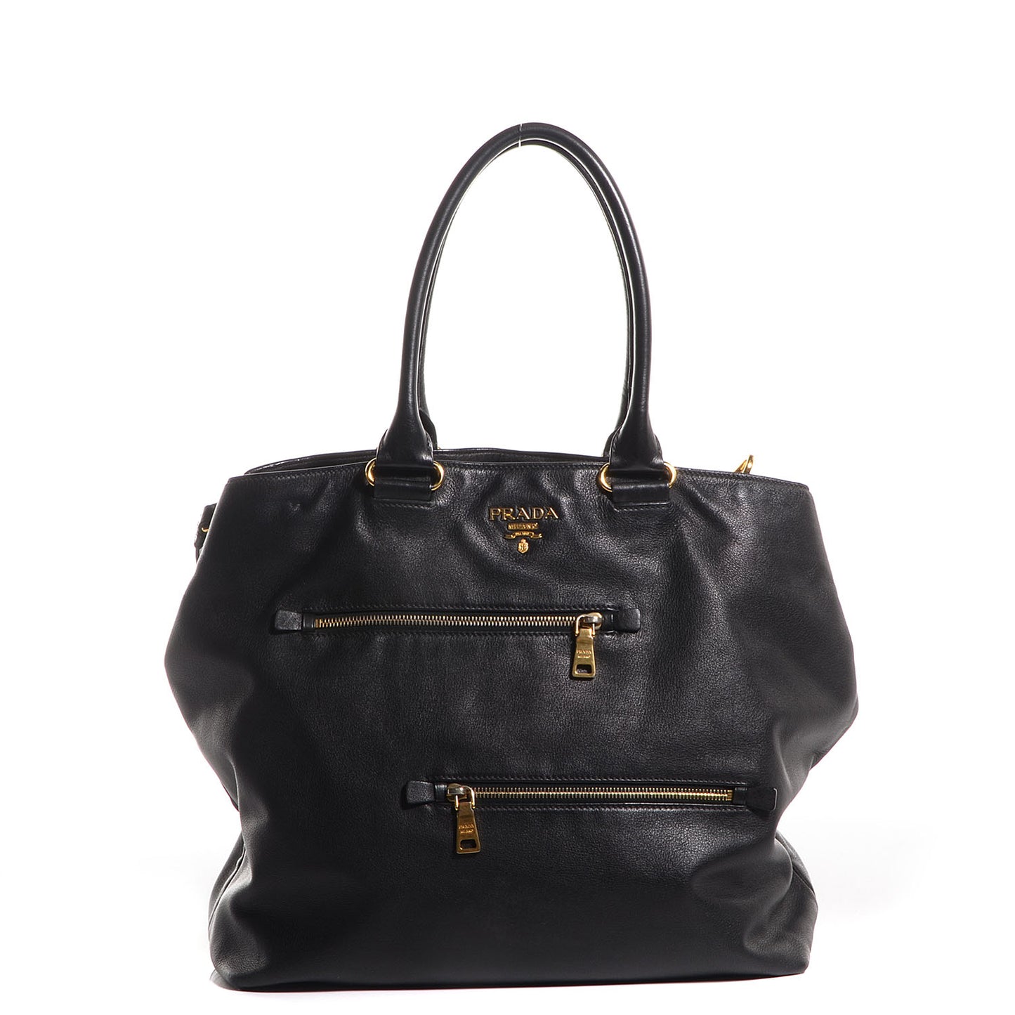 Soft Calf Zipper Detail Tote Nero Black