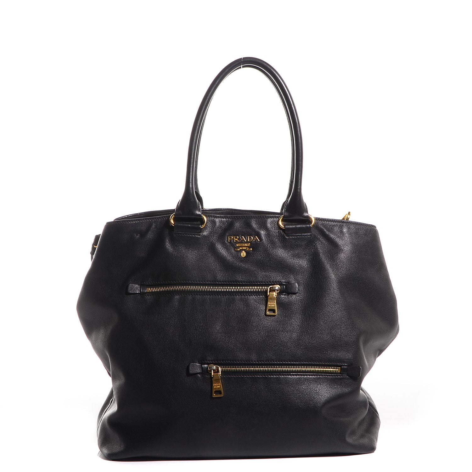 Prada Soft Calf Zipper Detail Tote Nero Black 1 of 11