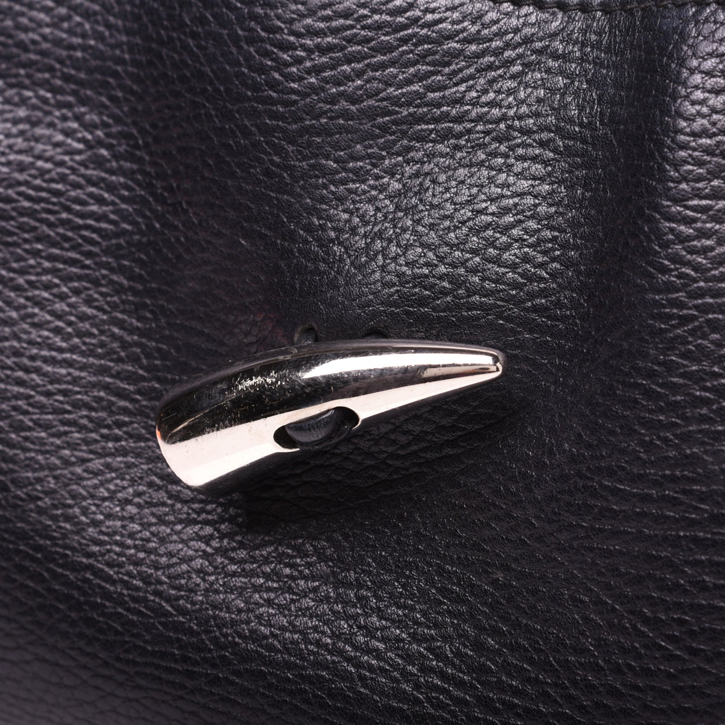 Grainy Calfskin House Check Horn Toggle Shoulder Bag Black